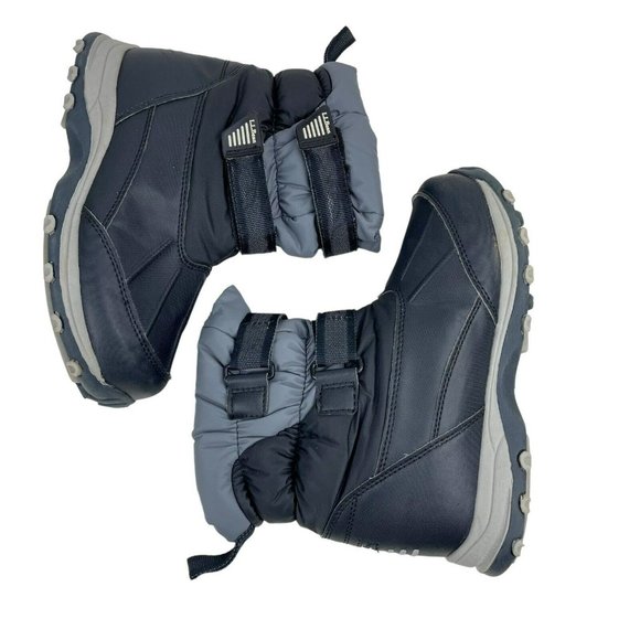 LL Bean Kids Gray Black Waterproof Hook Loop Mid Calf Winter Boots Size 3 289143 - Picture 4 of 7